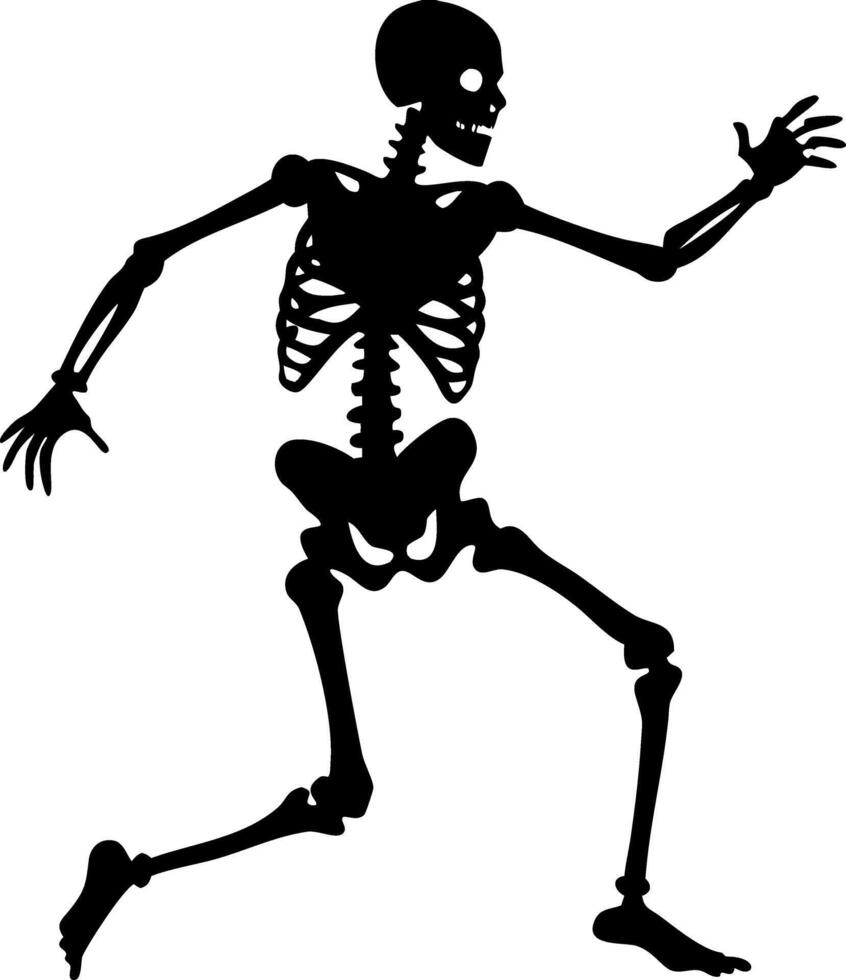 Dynamic Skeleton Silhouette for Halloween Designs and Educational Materials vector