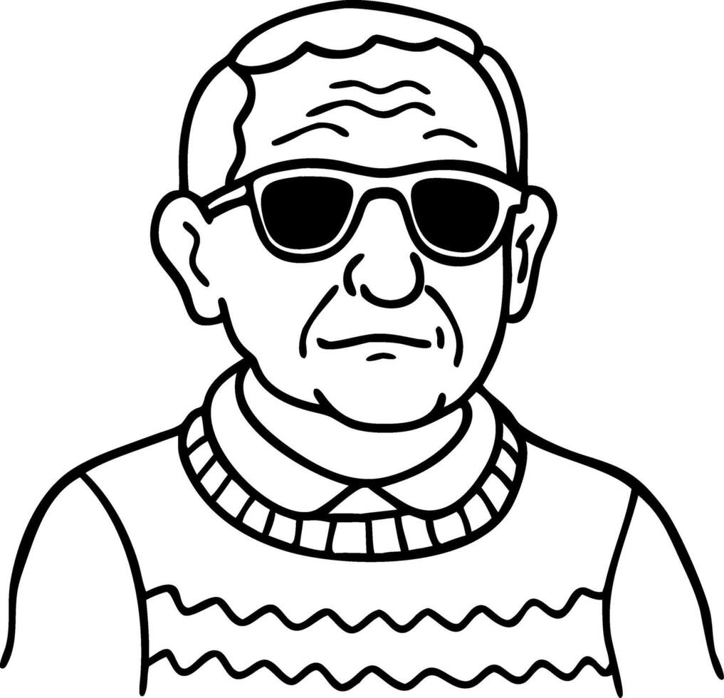 Elderly Man Wearing Sunglasses Art for Design and Decoration Projects vector
