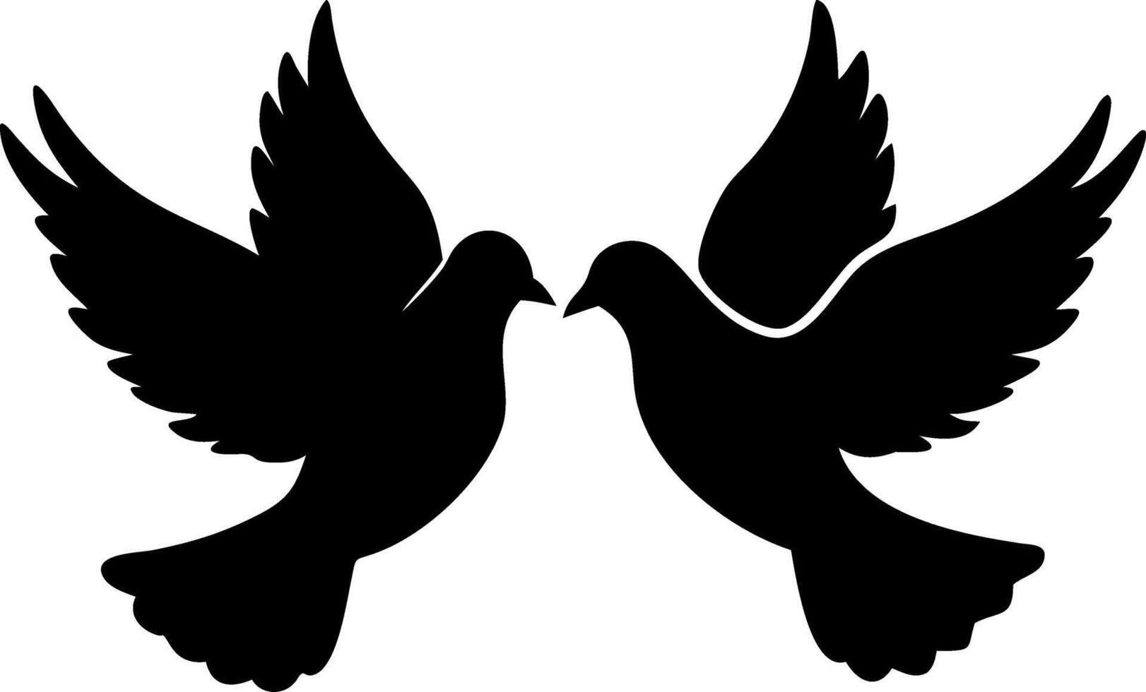 Silhouette of Two Doves Facing Each Other in Flight Symbolizing Peace and Love Art vector