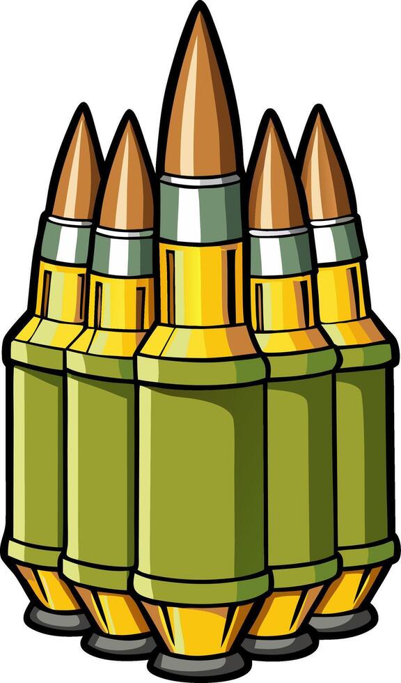 Illustration of Military Ammunition Bullets for Graphic Design and Educational Use vector
