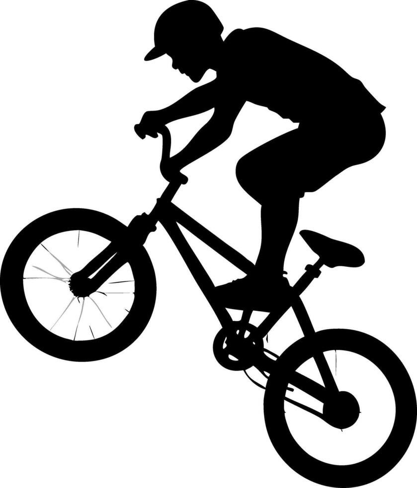 BMX Rider Performing Midair Stunt Silhouette for Sports Designs and Graphics vector