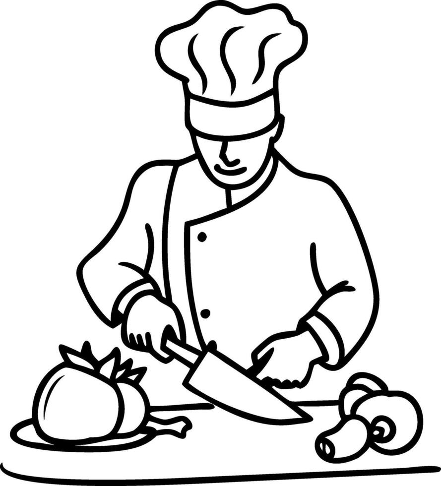 Professional Chef Preparing Vegetables Illustration for Culinary Projects vector