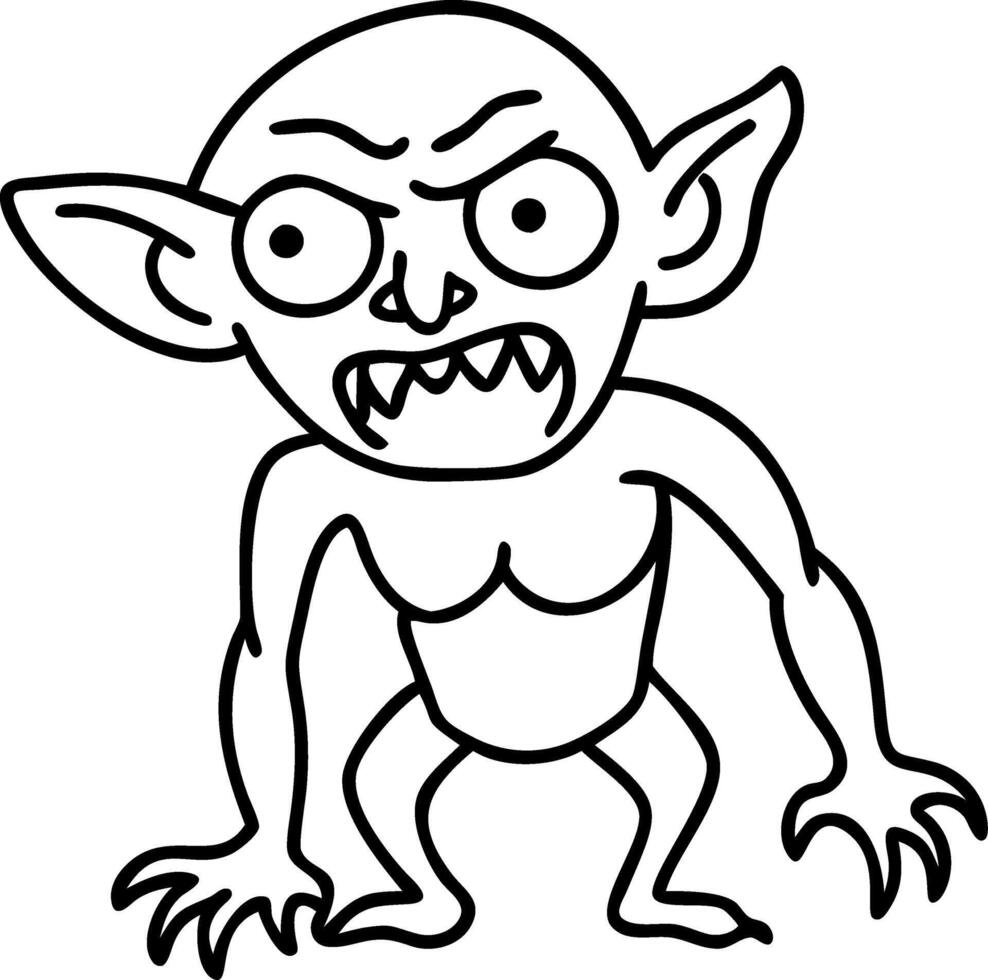 Angry Goblin Illustration for Fantasy Art and Tattoo Designs vector