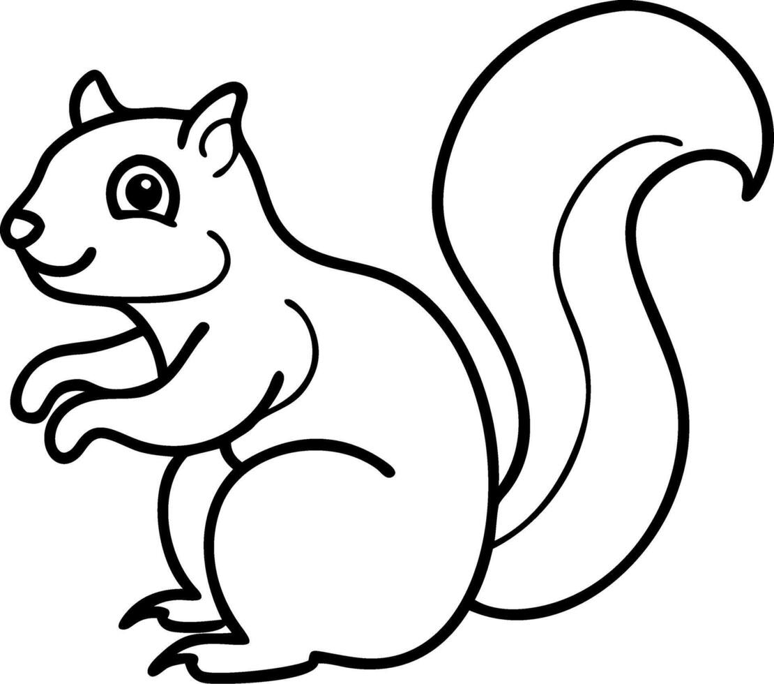 Cute Squirrel Outline for Children's Books and Coloring Pages Art vector