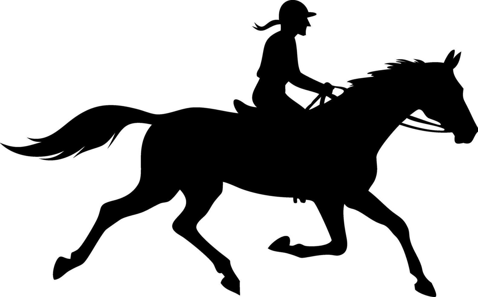 Equestrian Sports Rider Silhouette Galloping Horse Illustration vector