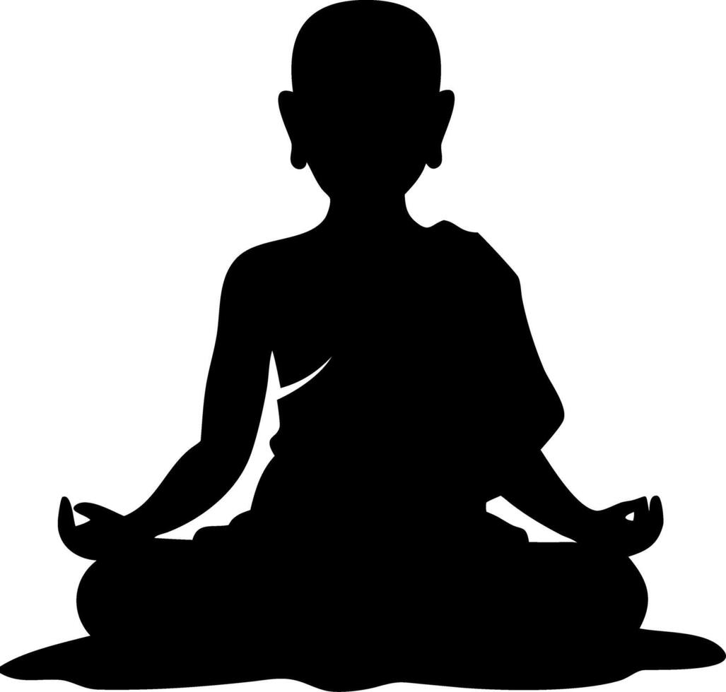Meditating Monk Silhouette in Lotus Position for Spiritual and Mindfulness Art vector