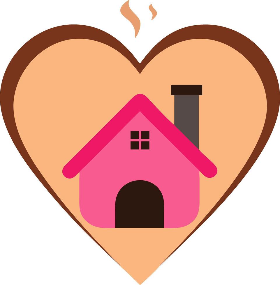 Cozy Home Inside Heart Shape Symbolizing Love and Comfort Ideal for Family Art vector