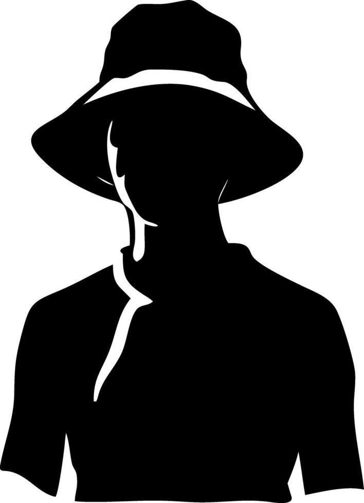 Silhouette of Person Wearing Bucket Hat for Artistic Projects and Designs vector