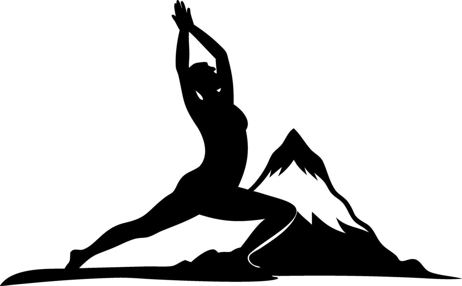 Yoga Pose Silhouette with Mountain Background for Wellness and Meditation Themes vector