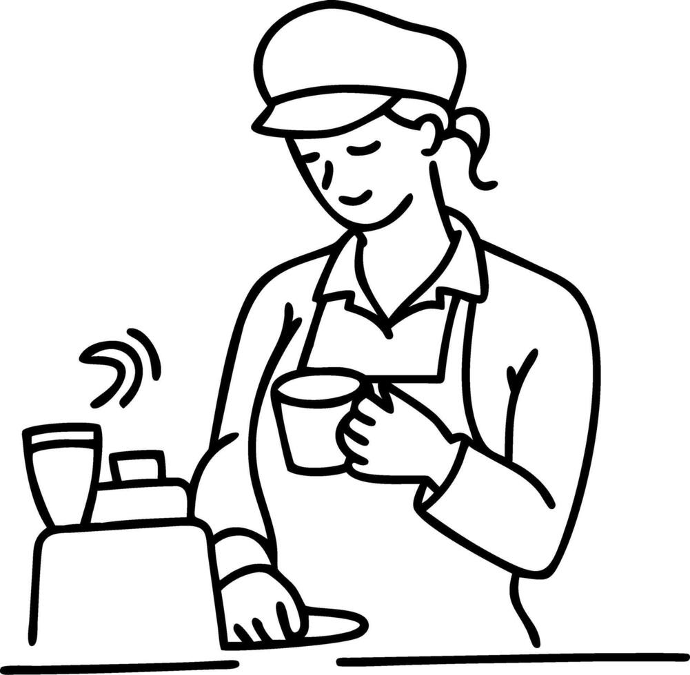 Barista Preparing Coffee Illustration for Logo Design and Cafe Branding vector