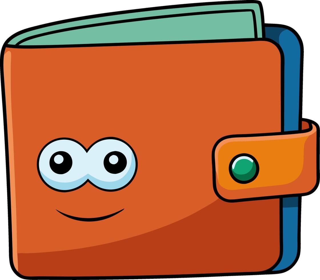 Cartoon Smiling Wallet Illustration for Childrens Storybooks and Educational Use vector