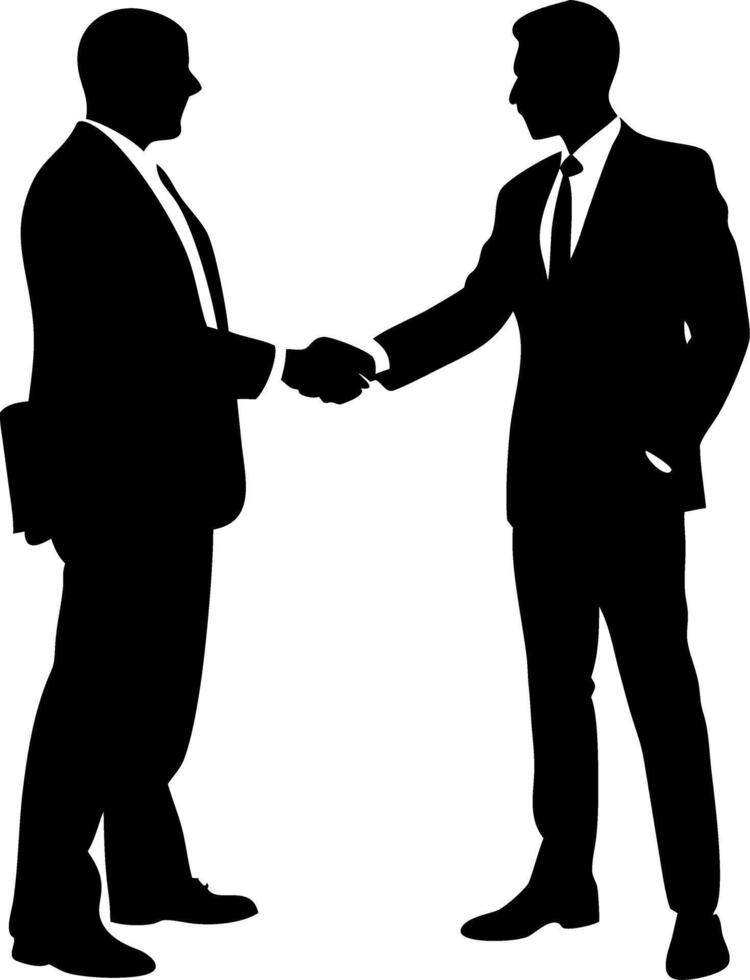 Business Professionals Silhouette Handshake for Partnership and Collaboration Projects vector