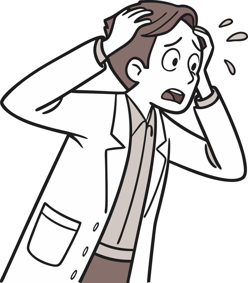 Frantic Cartoon Character with Hands on Head for Stress and Anxiety Concepts Illustration vector