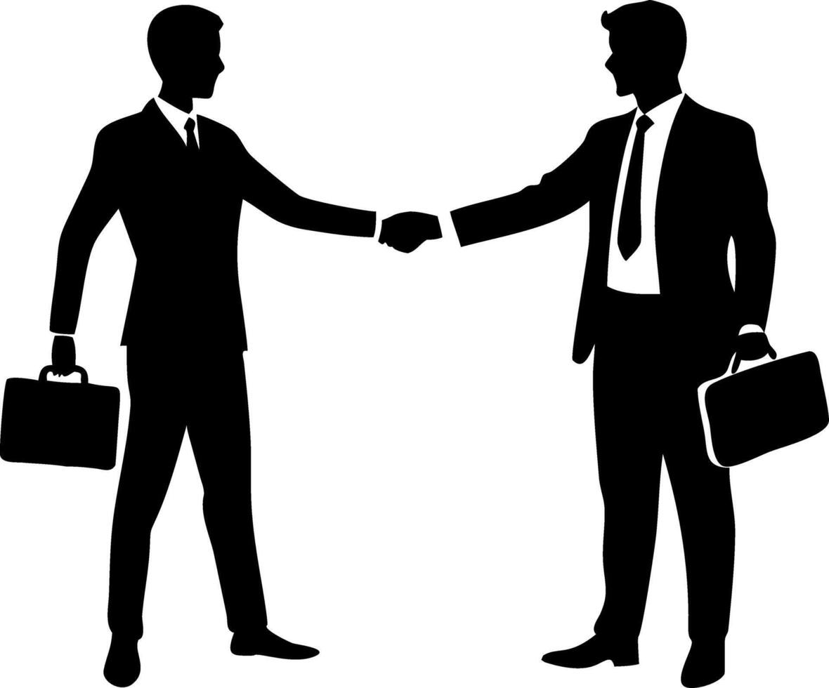 Businessmen Silhouette Handshake For Corporate Deal Branding and Design vector
