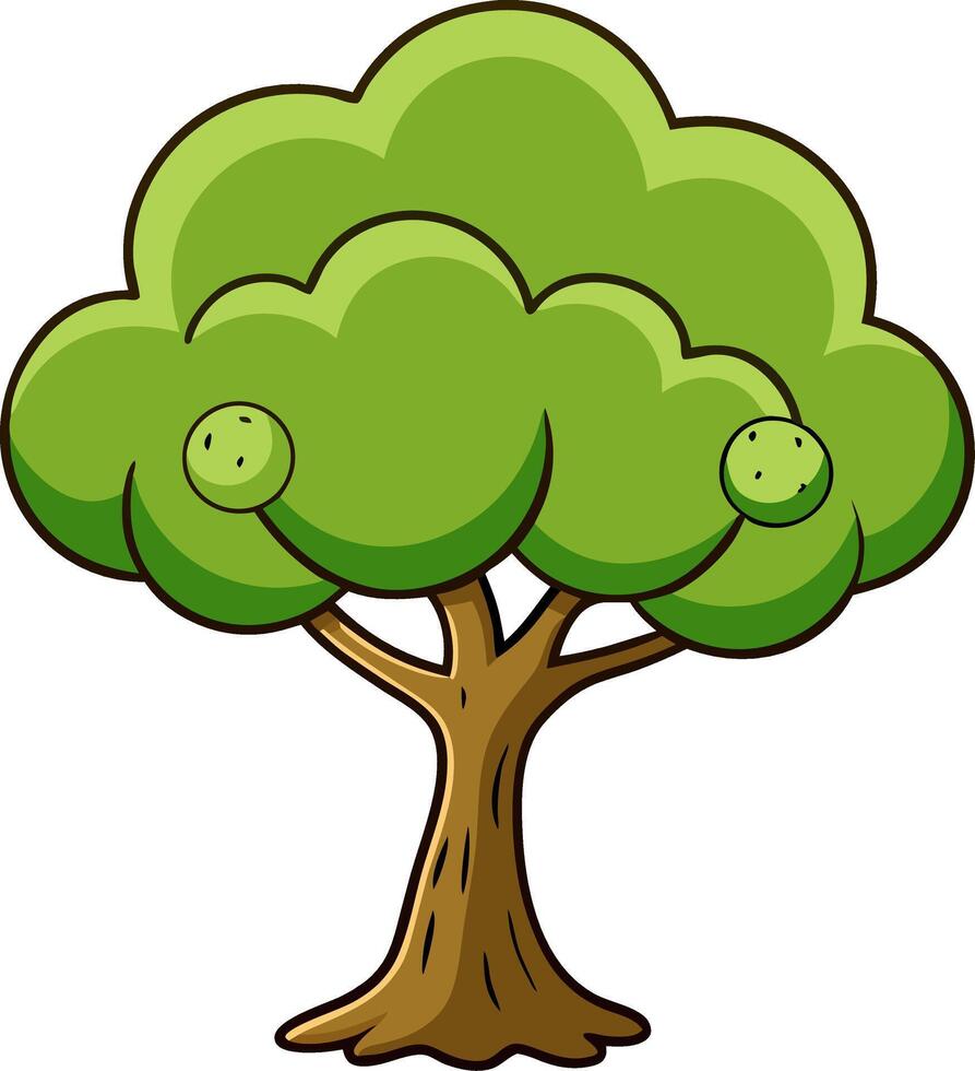 Vibrant Green Tree Cartoon for Illustrations and Designs vector