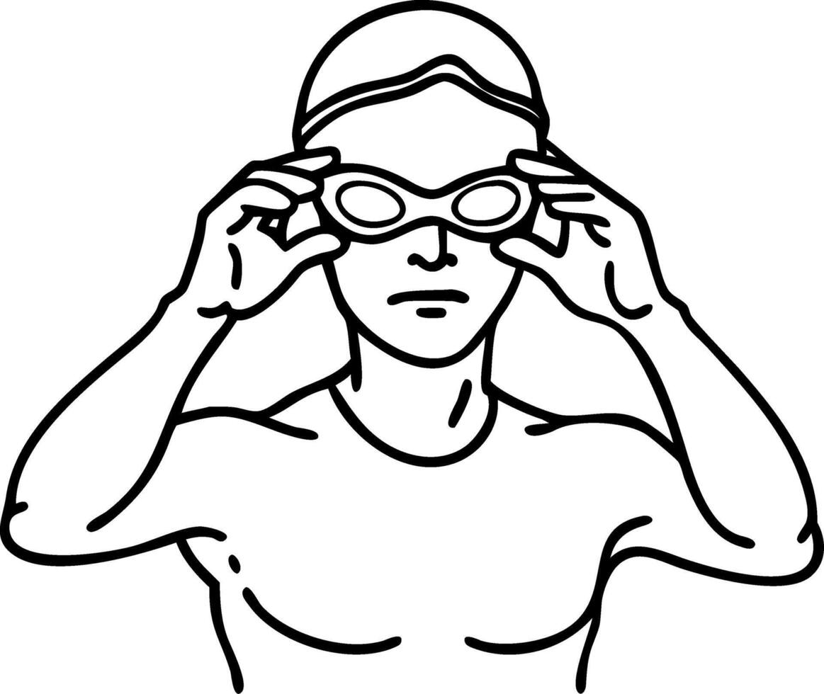 Swimmer Adjusting Goggles Illustration for Sports and Fitness Designs vector