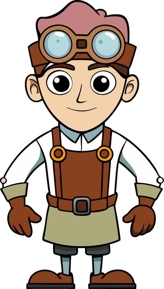 Steampunk Character Illustration with Goggles for Games and Animation Projects vector