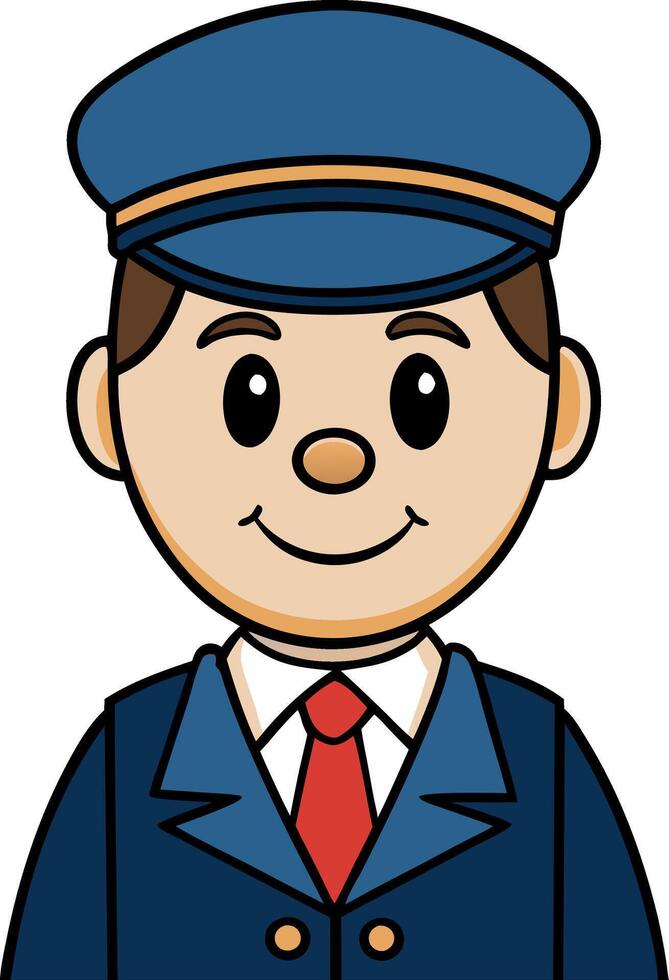 Cartoon Train Conductor Character Illustration for Kids Books and Apps vector
