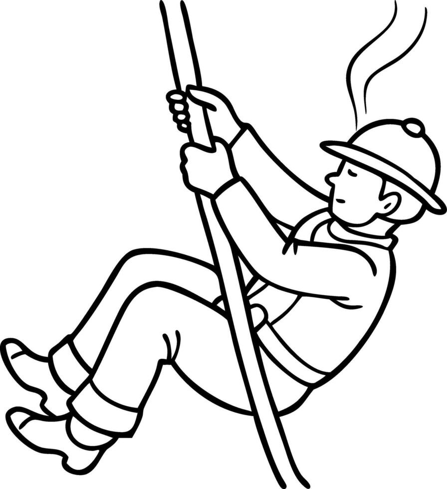 Firefighter Climbing Rope Illustration for Safety Training Materials vector