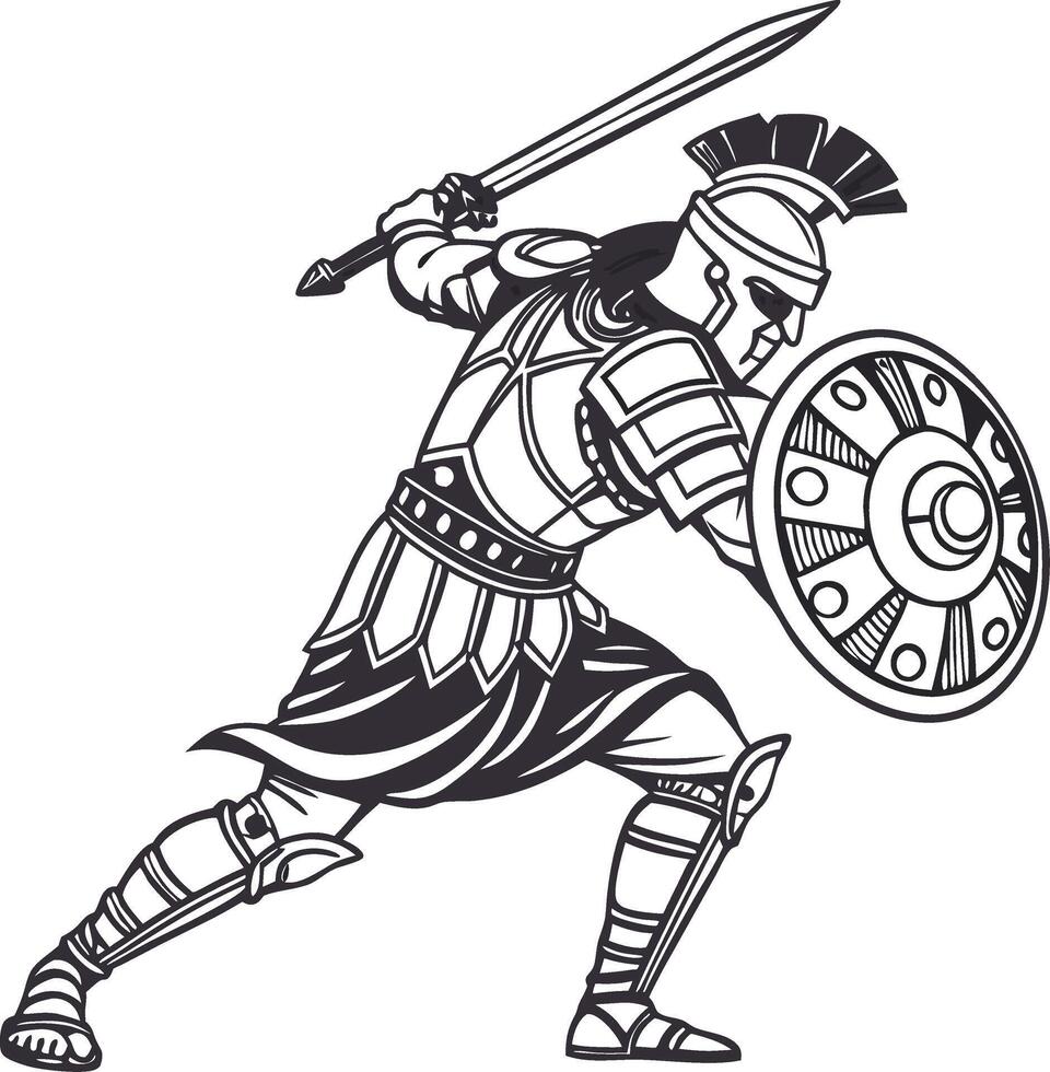 Ancient Roman Warrior Illustration for Cultural Designs and Tattoos vector