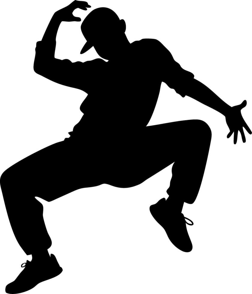 Urban Street Dance Silhouette Dynamic Hip Hop Pose for Posters and Creative Design vector