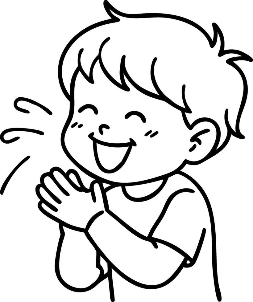 Happy Laughing Child Clapping Hands Outline Art for Coloring Books and Kids Projects vector