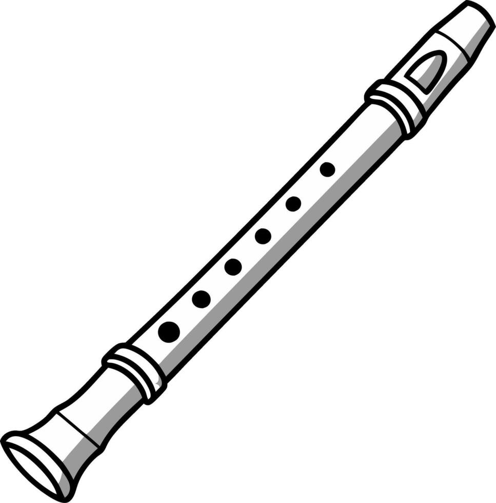 Illustration of White Recorder Flute for Music Education and Coloring Book Design vector
