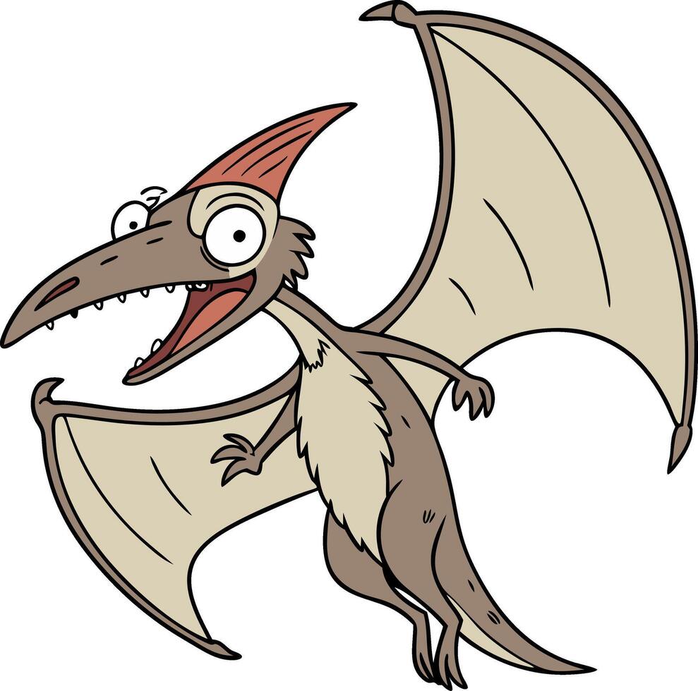 Cartoon Pterodactyl Illustration Fun Prehistoric Dinosaur Art for Kids vector