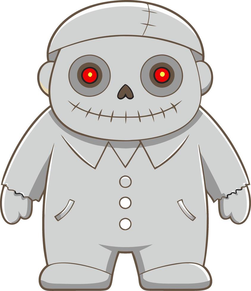 Creepy Cartoon Doll Character with Button Eyes for Halloween Design and Animation vector