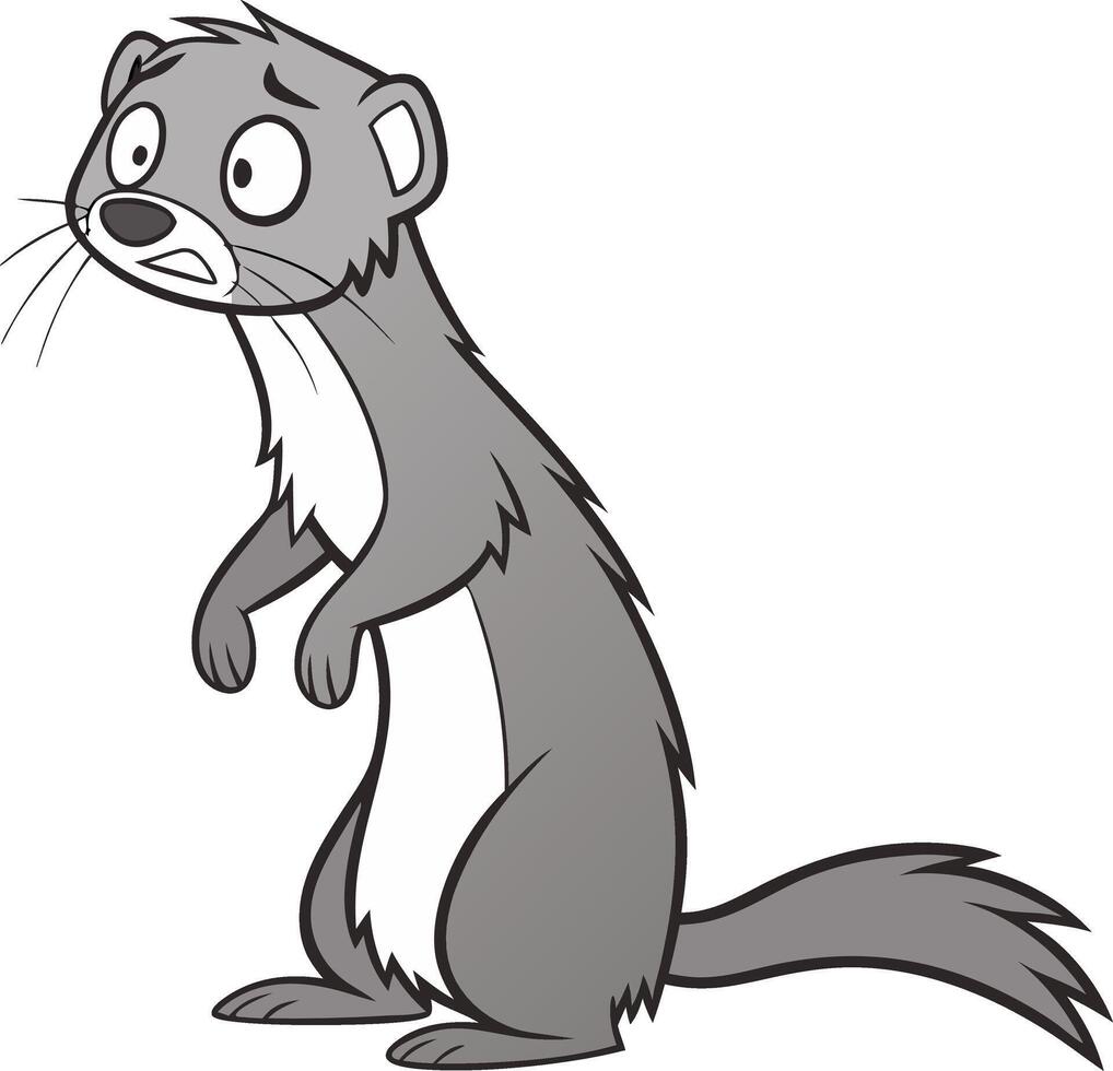 Cartoon Ferret Showing Fearful Expression Art for Children Books and Comics vector