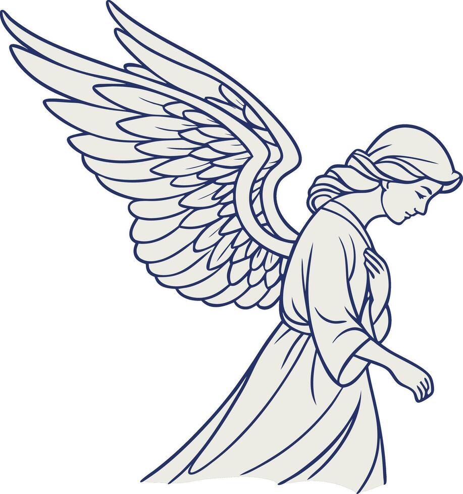 Elegant Angel with Detailed Wings for Spiritual Art and Design Projects vector