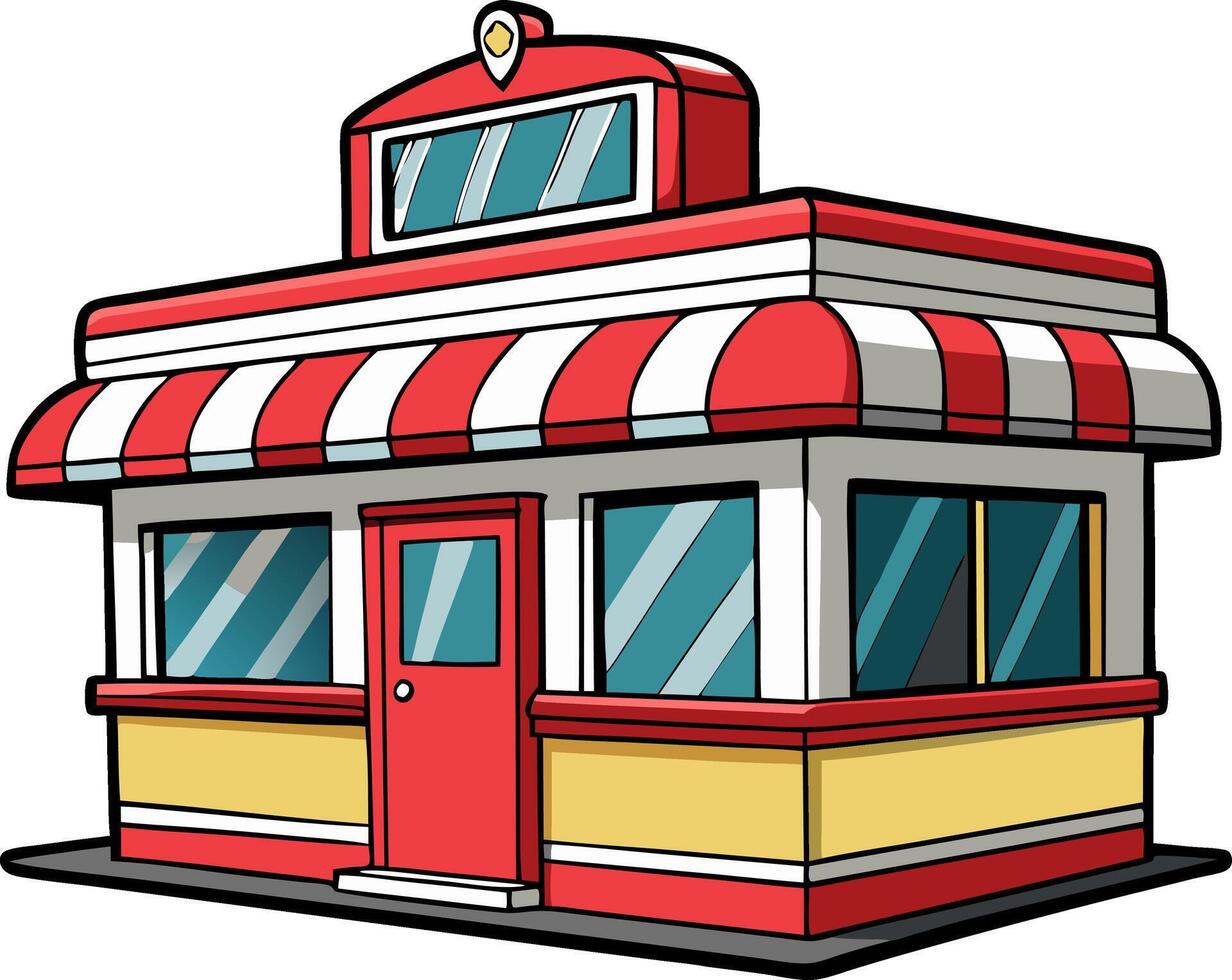 Colorful Retro Diner Illustration for Design Projects and Use vector