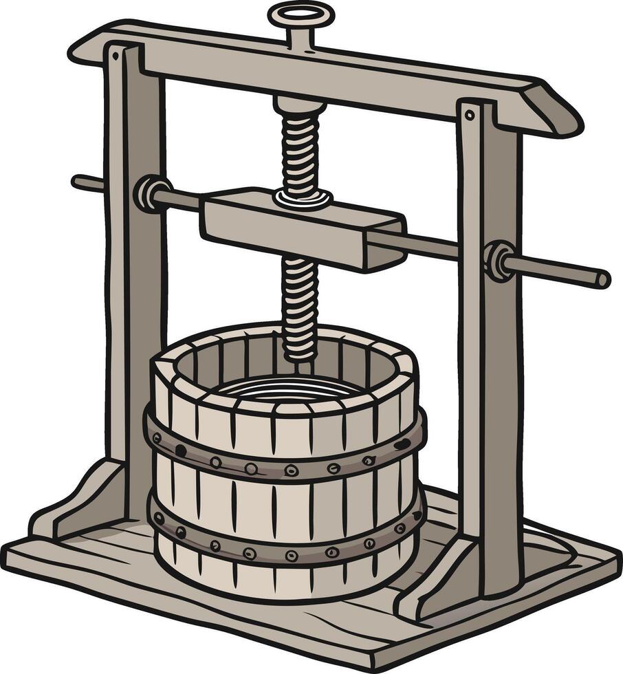 Vintage Wooden Cider Press Illustration for Art and Design Projects vector