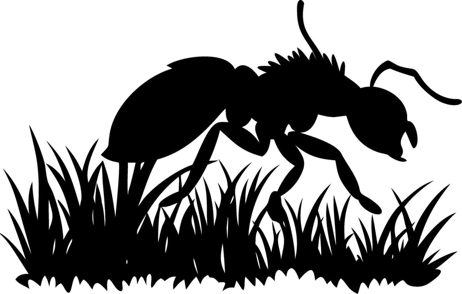 Ant Silhouette in Grass Illustration for Posters and Nature Designs vector