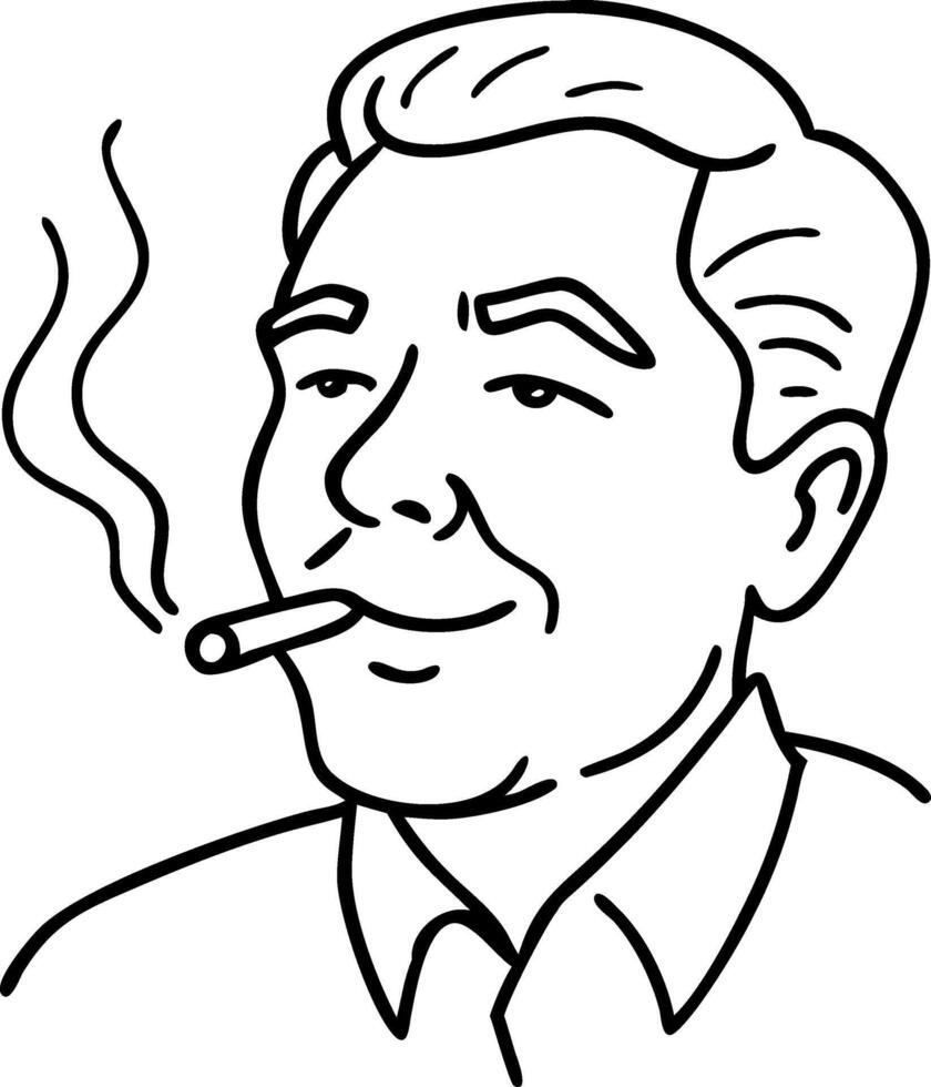 Retro Style Man Smoking Illustration Vintage Male Portrait Art vector