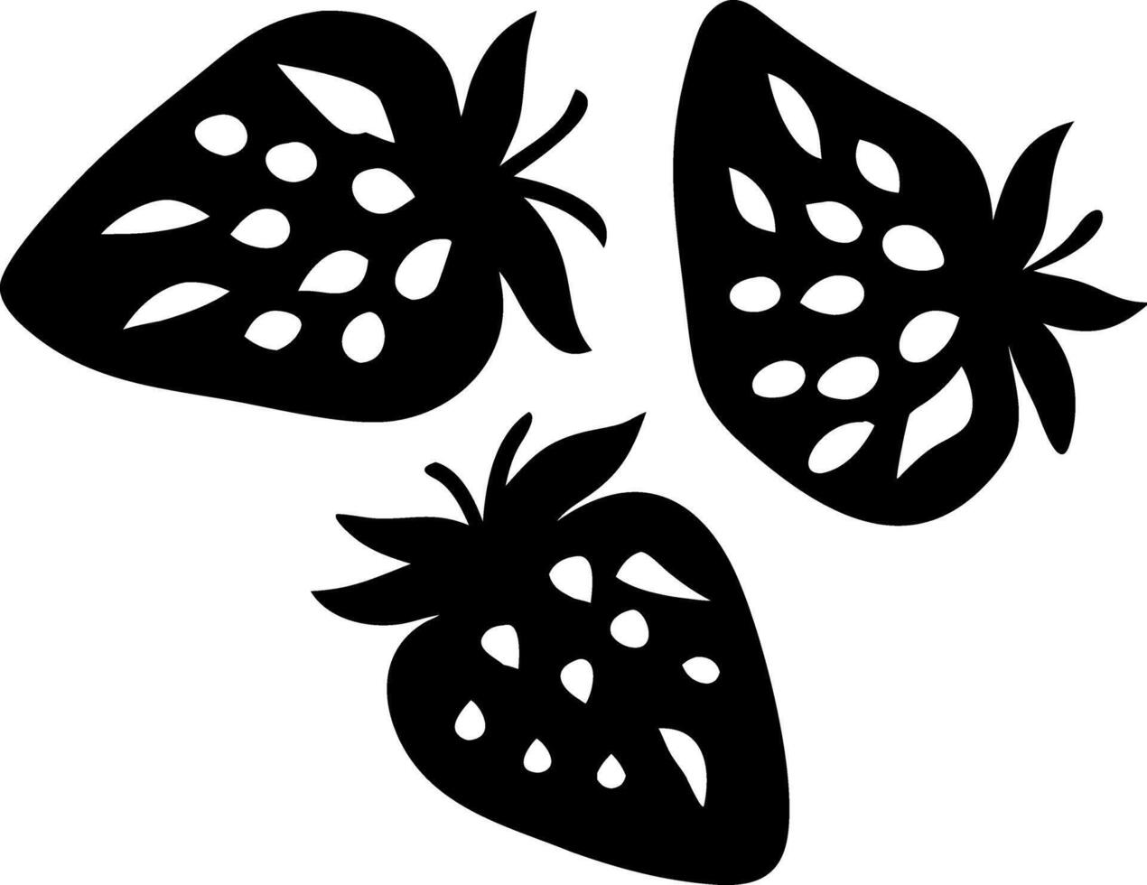 Black Silhouette Strawberries for Design and Decoration Projects vector