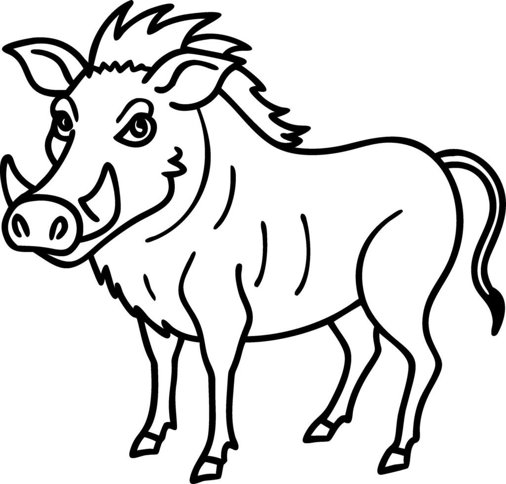 Wild Warthog Illustration for Coloring Books and Tattoo Designs vector