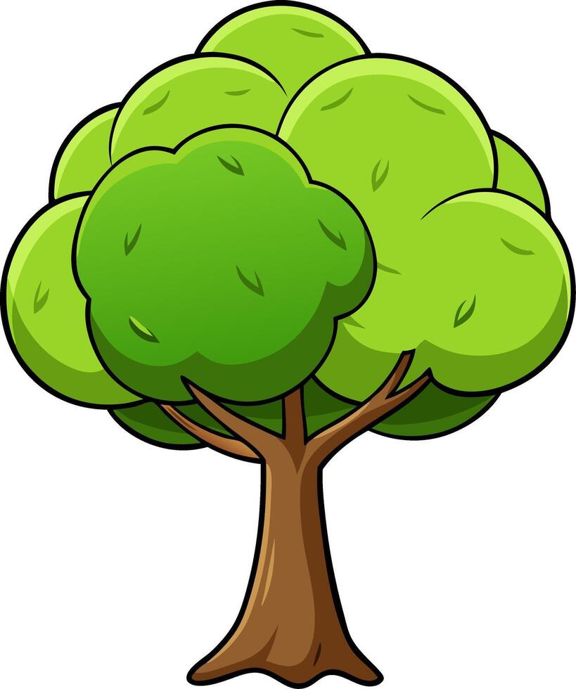Cartoon Green Tree Illustration for Nature Design and Educational Resources vector