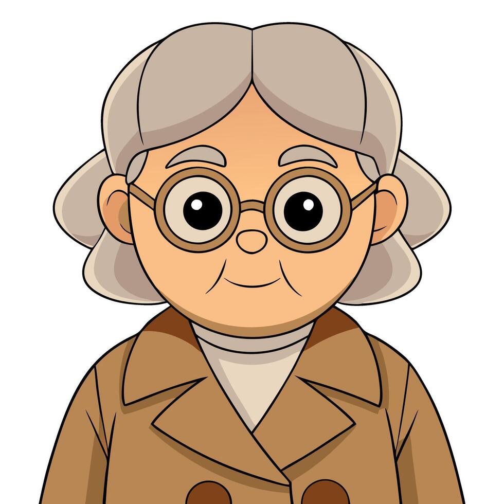 Elderly Woman Cartoon Character Illustration for Animation and Design Projects vector