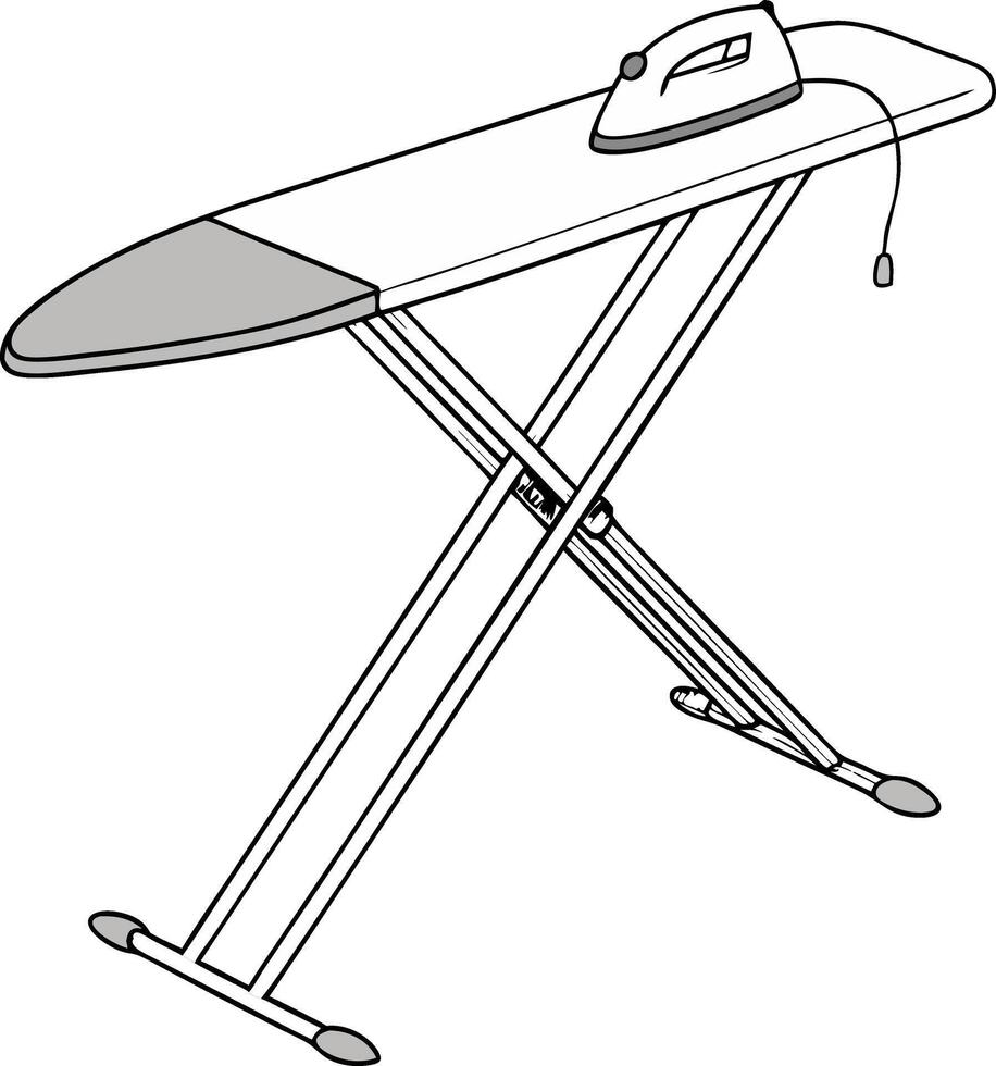 Illustration Ironing Board with Iron Home Laundry Equipment vector