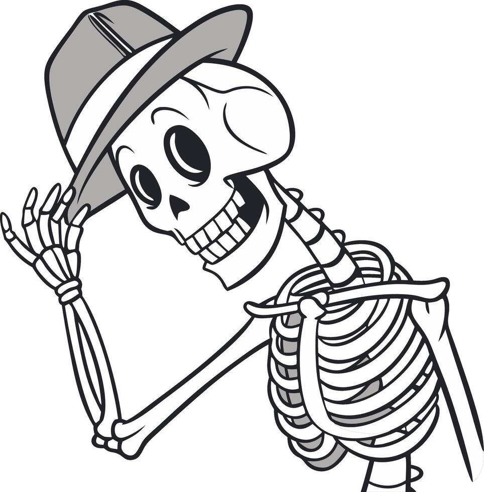 Cartoon Skeleton Tipping Hat Illustration for Halloween and Day of the Dead vector