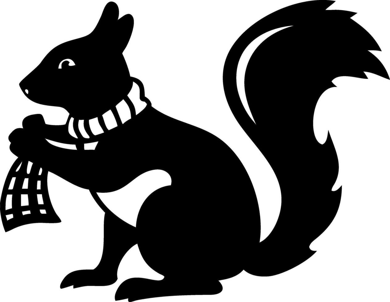Squirrel Holding Scarf Silhouette for Winter Art and Crafts Decor vector