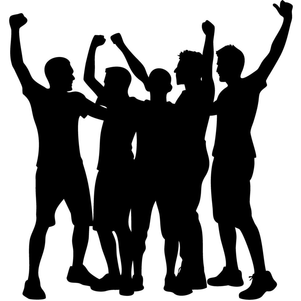 Silhouette of Celebrating Group of Friends for Teamwork Illustration vector