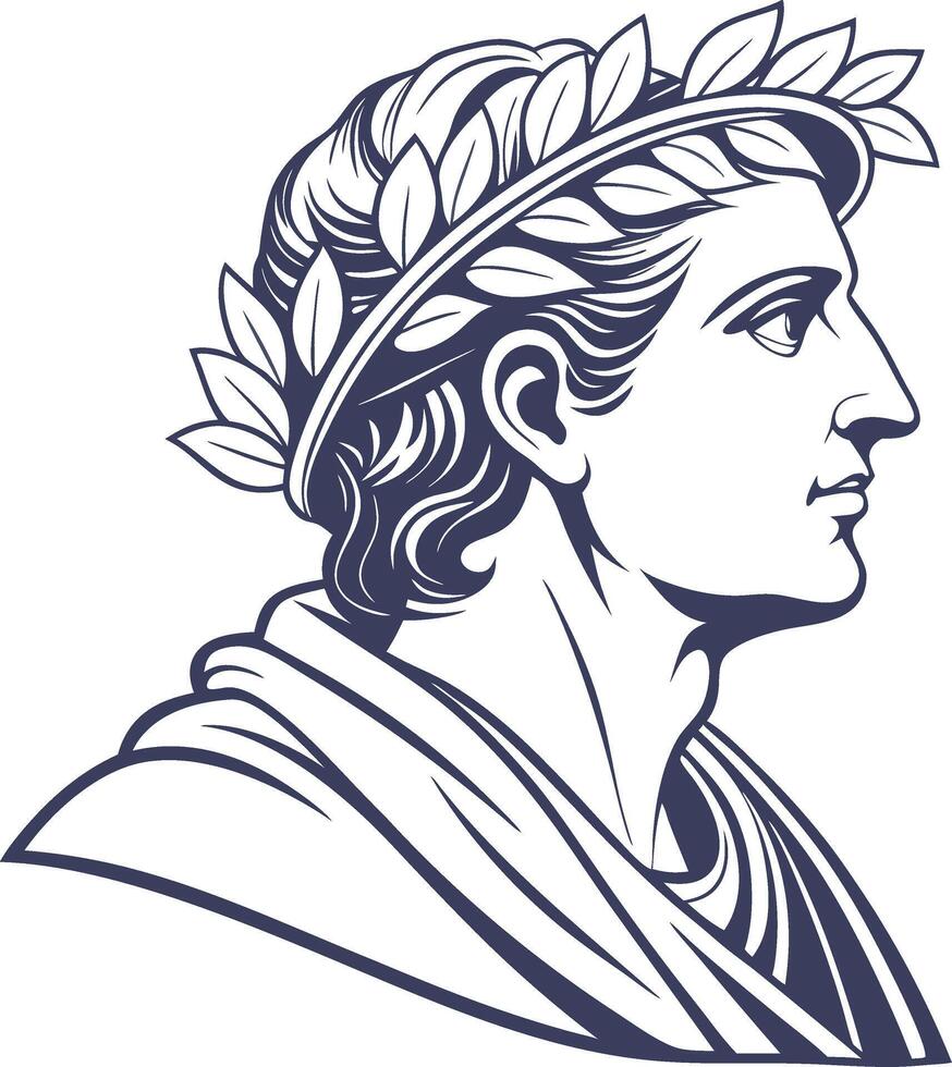 Ancient Roman Profile with Laurel Crown for Historical Illustrations and Art Projects vector