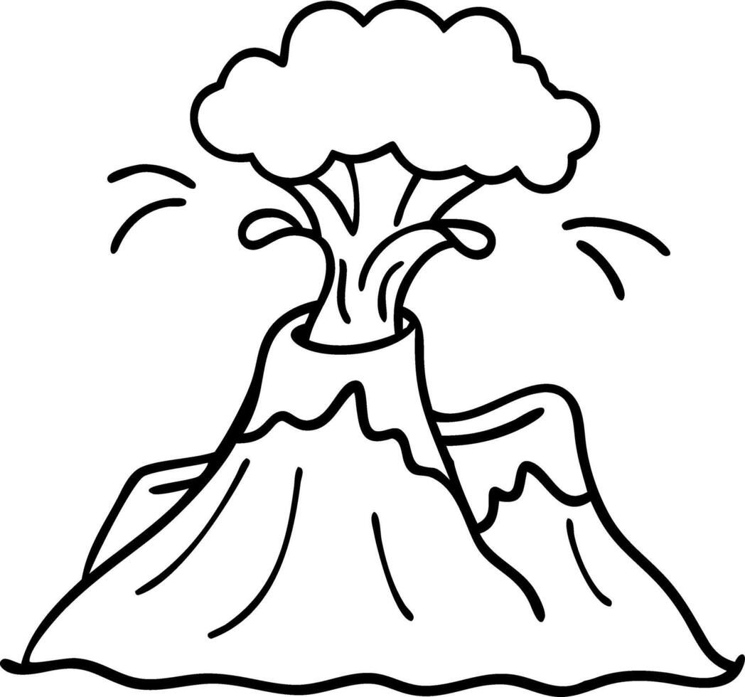 Explosive Volcano Eruption Illustration for Coloring Books and Educational Materials vector