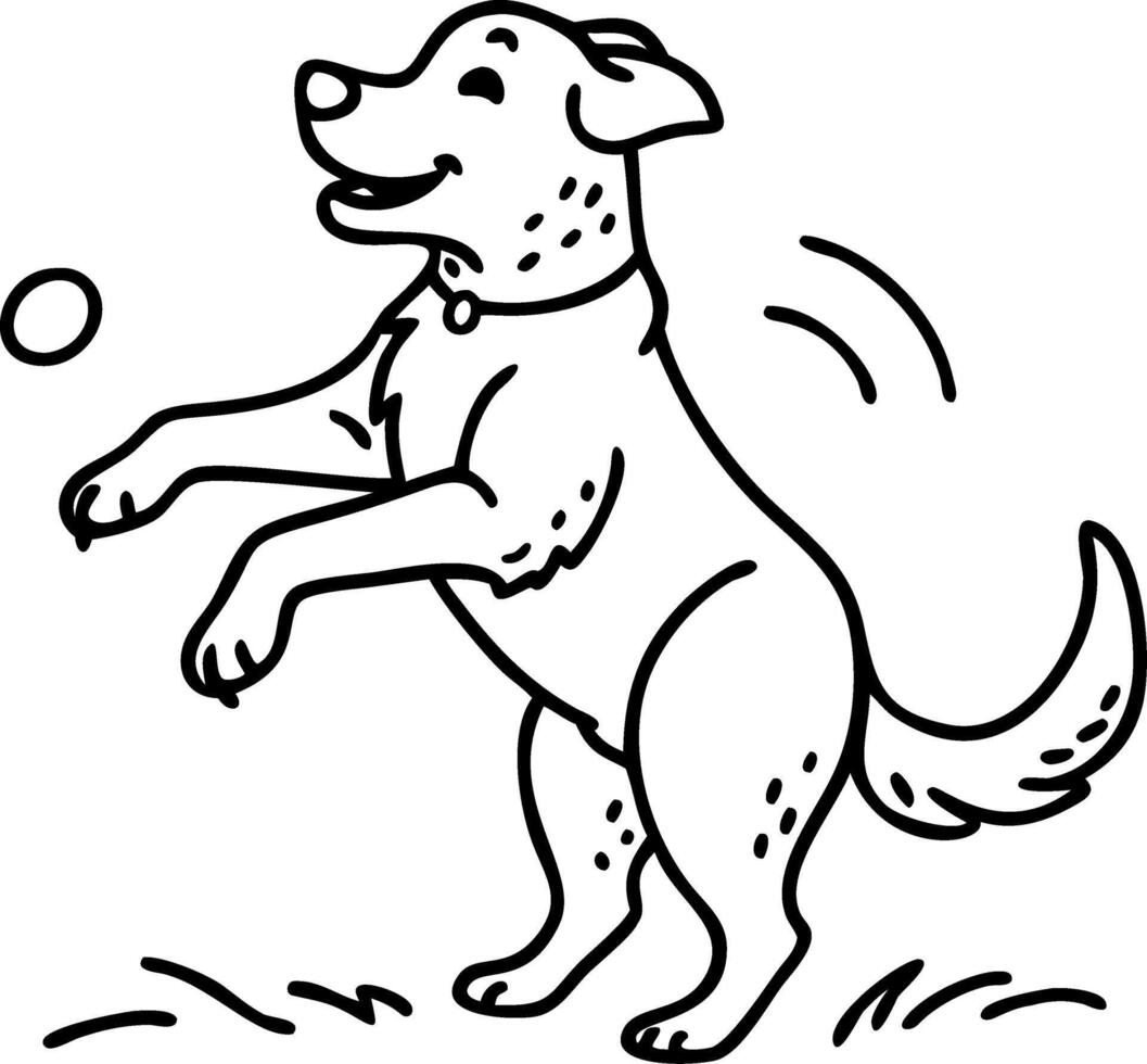Happy Dog Playing with Ball Illustration for Pet Themed Designs vector
