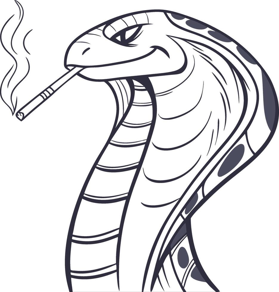 Cool Cobra Smoking Illustration for Tattoos and Graphic Design vector