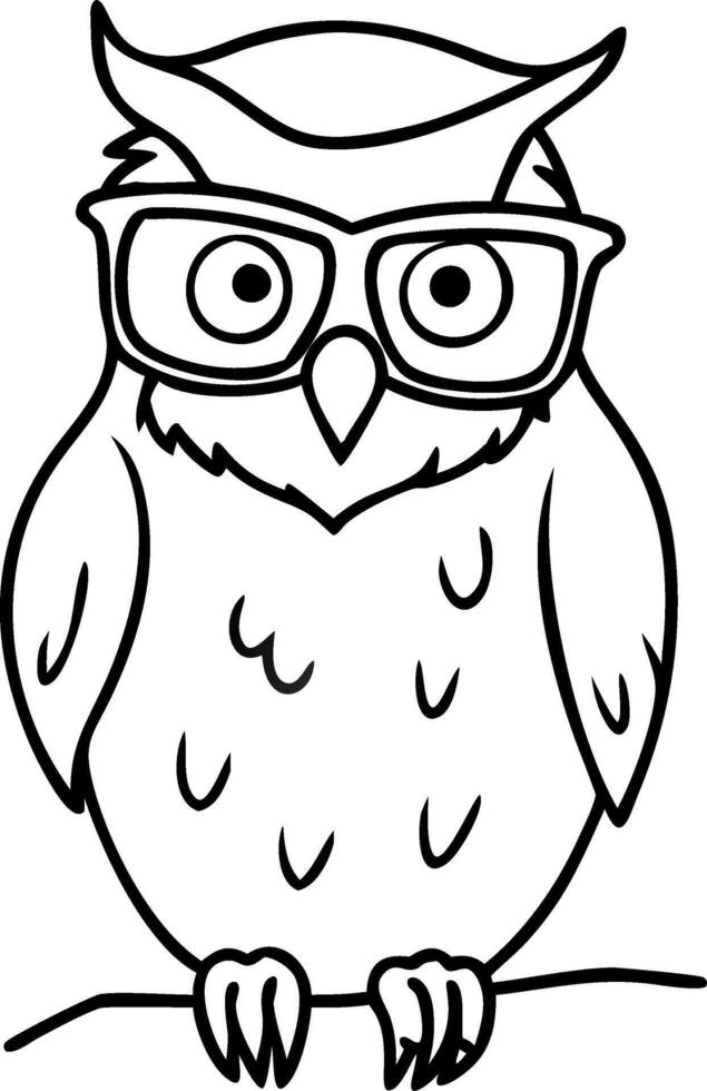 Wise Owl Wearing Glasses Art Illustration for Education and Design vector