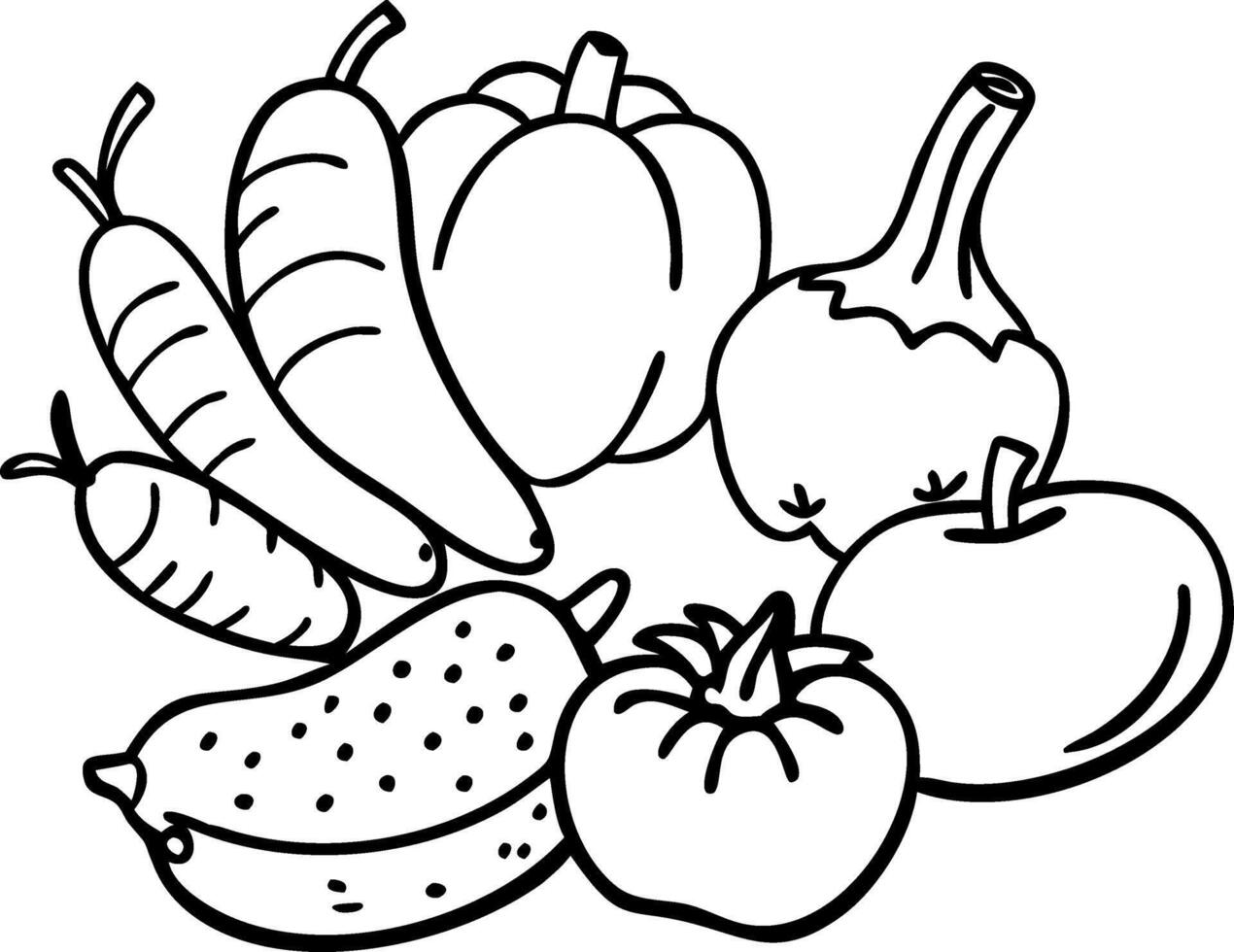 Hand Drawn Vegetable Illustration for Coloring Books and Educational Materials vector