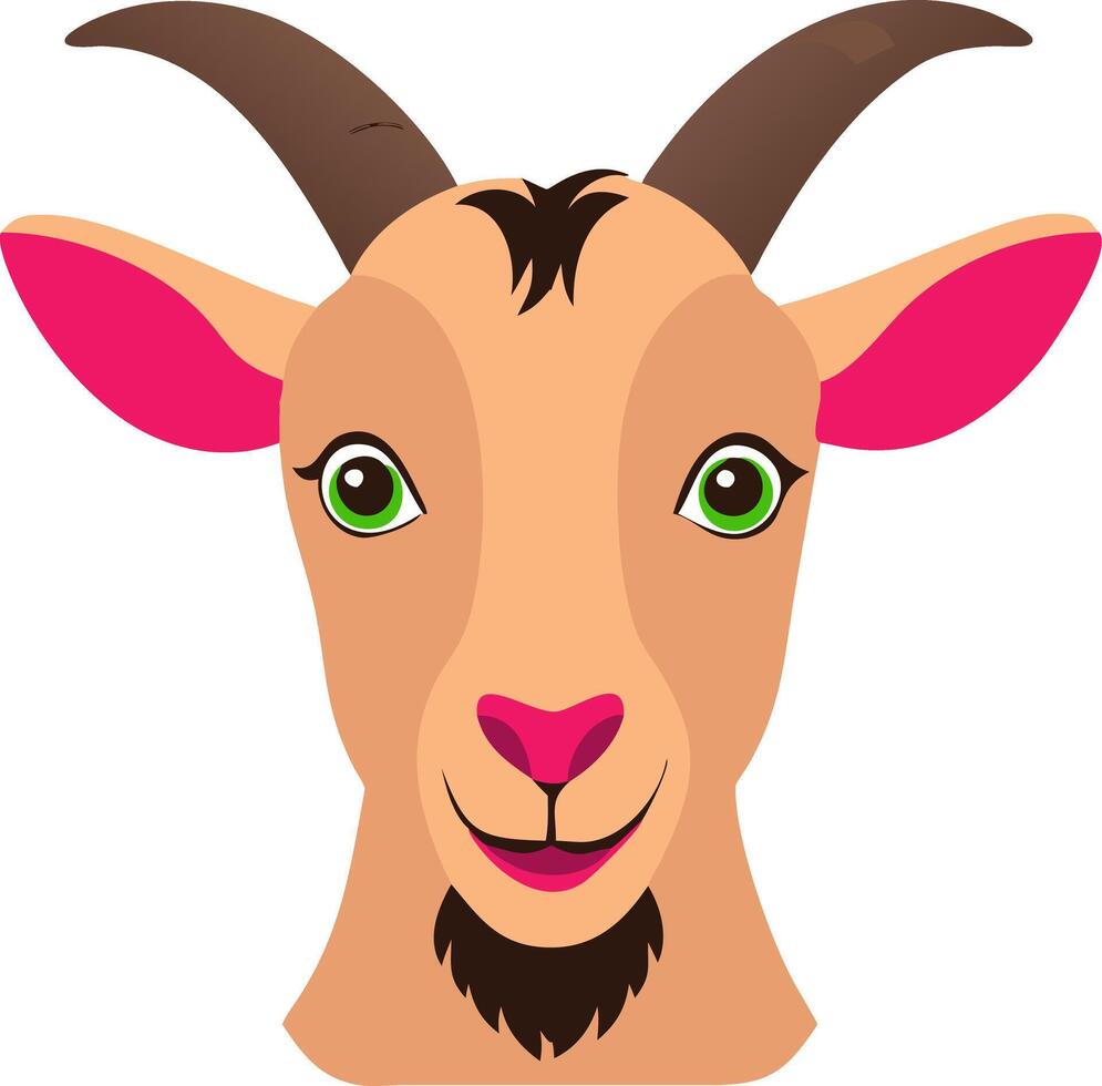 Colorful Goat Face Illustration for Kids and Educational Materials vector
